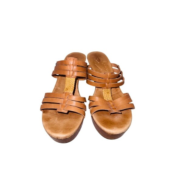 UGG Australia Mattie Leather Platform Wedge Strappy Sandals 8 Stacked Heels 70s - Picture 5 of 10